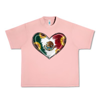Salmon Sunflower Mexican Flag Heart Urban Heavy Tee - RanaPortraitStore