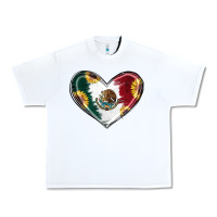 White Sunflower Mexican Flag Heart Urban Heavy Tee - RanaPortraitStore