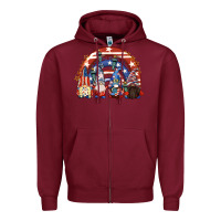 Burgundy 4th of July rainbow with gnomes Zipper Hoodie - CowGirlArtShop