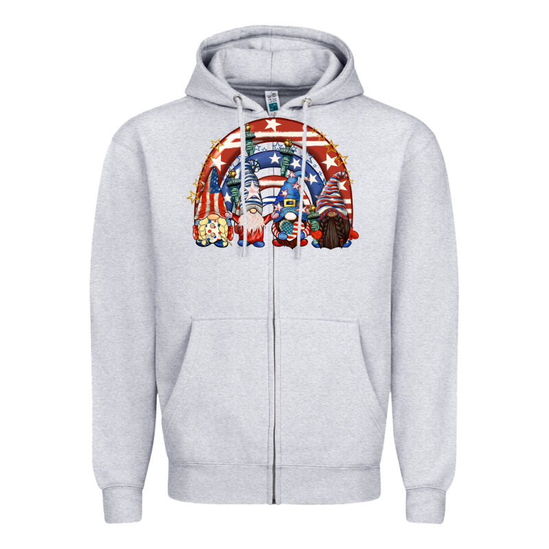 4th Of July Rainbow With Gnomes Zipper Hoodie by CowGirlArtShop | Teevron