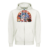 Oatmeal Heather 4th of July rainbow with gnomes Zipper Hoodie - CowGirlArtShop