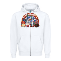 White 4th of July rainbow with gnomes Zipper Hoodie - CowGirlArtShop