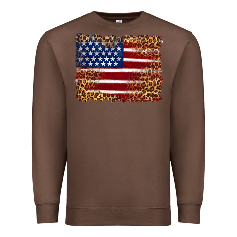 American Flag And Leopard Premium Sweatshirt by Artiststas | Teevron
