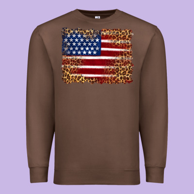 American Flag And Leopard Premium Sweatshirt Designed By Artiststas