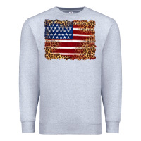 Heather Grey american flag and leopard Premium Sweatshirt - Artiststas