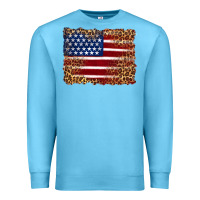 Ocean Blue american flag and leopard Premium Sweatshirt - Artiststas