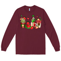 Burgundy strawberry coffee cups Long Sleeve Tee - AdoDesignShop