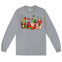 Heather Grey strawberry coffee cups Long Sleeve Tee - AdoDesignShop