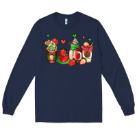 Navy strawberry coffee cups Long Sleeve Tee - AdoDesignShop