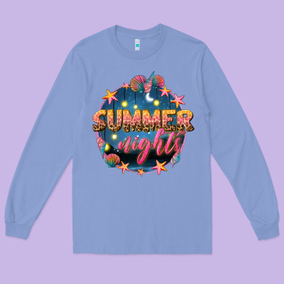 Summer Nights Long Sleeve Tee Designed By Texasbilliewilder