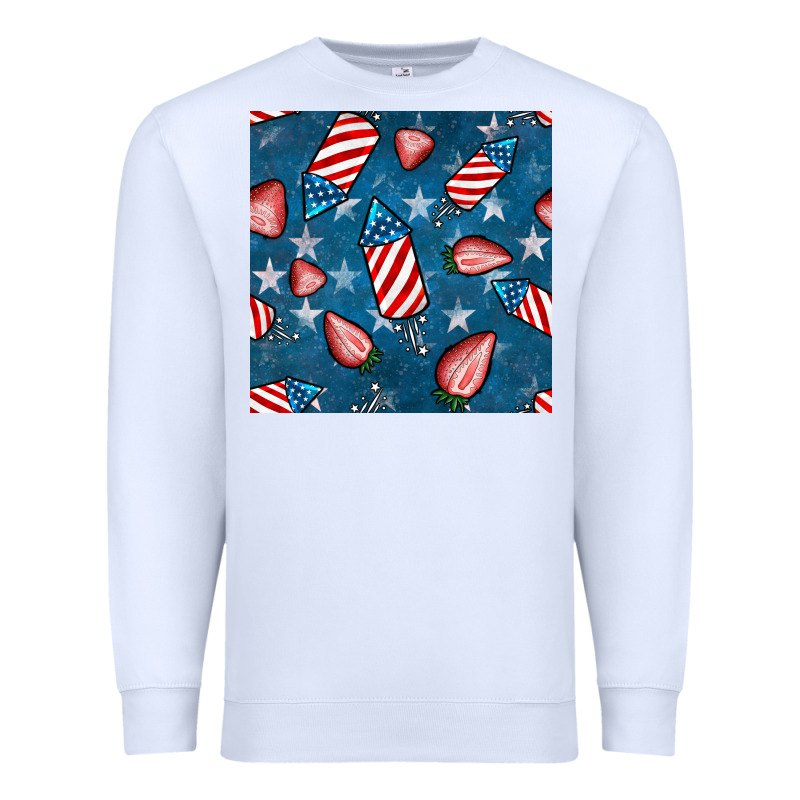 4th Uf July Strawberries Seamless Pattern Premium Sweatshirt by BundleAndBundleShop | Teevron