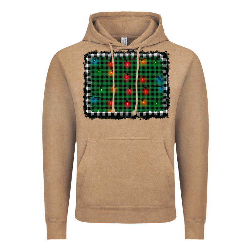 Christmas Buffalo Plaid And Lights Background Vintage Hoodie by AdoDesignShop | Teevron