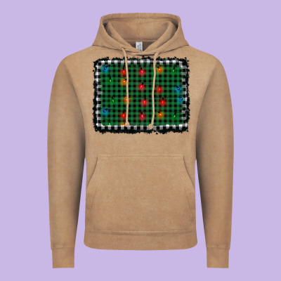 Christmas Buffalo Plaid And Lights Background Vintage Hoodie Designed By Adodesignshop