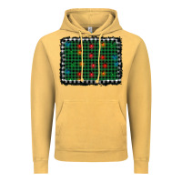 Vintage Mustard christmas buffalo plaid and lights background Vintage Hoodie - AdoDesignShop