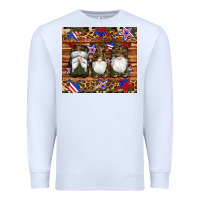 White camouflage gnomes american flag star leopard Premium Sweatshirt - Artiststas