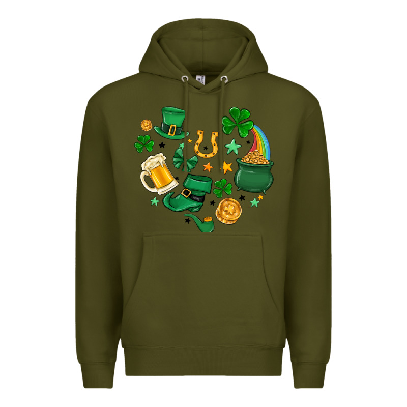 St. Patrick Heart Doodle Premium Hoodie by MaliasSmallBusiness | Teevron
