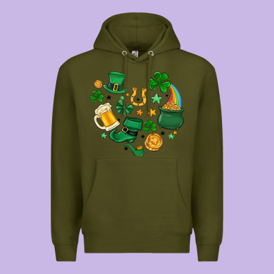 St. Patrick Heart Doodle Premium Hoodie Designed By Maliassmallbusiness