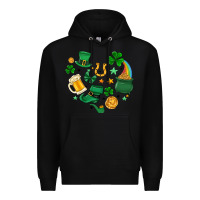 Black st. patrick heart doodle Premium Hoodie - MaliasSmallBusiness