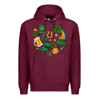 Burgundy st. patrick heart doodle Premium Hoodie - MaliasSmallBusiness