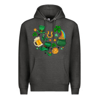 Charcoal Heather st. patrick heart doodle Premium Hoodie - MaliasSmallBusiness