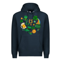Navy st. patrick heart doodle Premium Hoodie - MaliasSmallBusiness