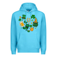Ocean Blue st. patrick heart doodle Premium Hoodie - MaliasSmallBusiness