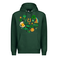 Sports Green st. patrick heart doodle Premium Hoodie - MaliasSmallBusiness