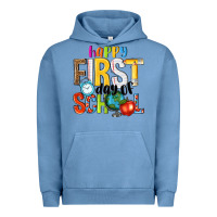 Pigment Pebble Blue happy first day of school Urban Hoodie - NancyCooperArtShop