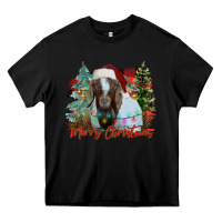 Black merry Christmas goat Heavy Core Tee - CowhideDigitalArt