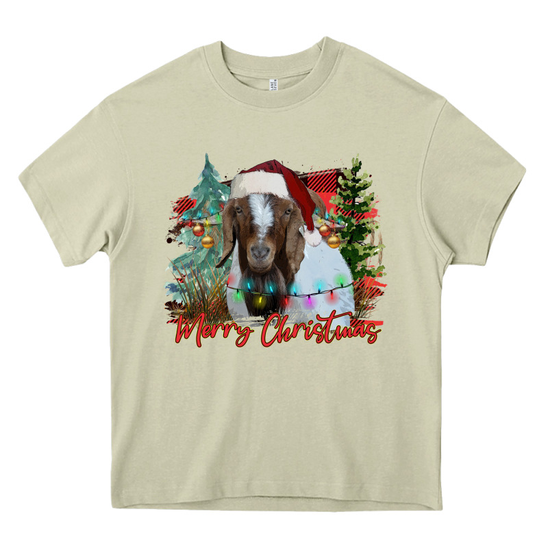 Merry Christmas Goat Heavy Core Tee by CowhideDigitalArt | Teevron
