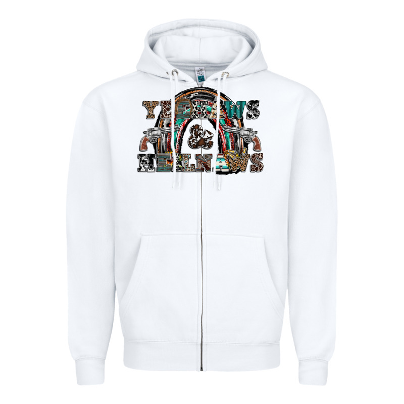Yeehaws And Heilnaws Zipper Hoodie by SublimationCraftShop | Teevron