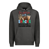 Charcoal Heather im just here for the snacks commercials and  halftime show Premium Hoodie - MaliasSmallBusiness