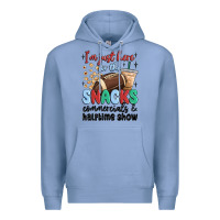 Colony Blue im just here for the snacks commercials and  halftime show Premium Hoodie - MaliasSmallBusiness