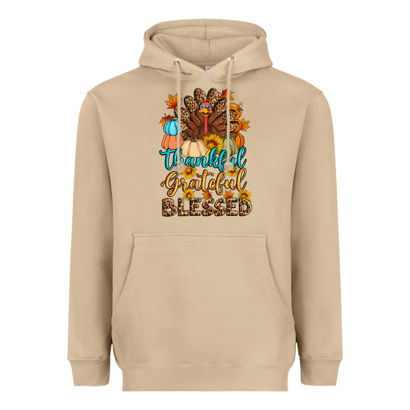 Thankful Grateful Blessed Turkey Heavyweight Hoodie by Artiststas | Teevron