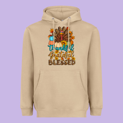 Thankful Grateful Blessed Turkey Heavyweight Hoodie Designed By Artiststas