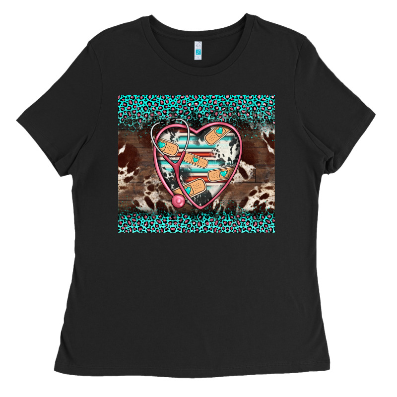 Western Nurse Stethoscope Turquoise Leopardes Ladies Tee by BarkalooDesign | Teevron