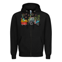 Black 4th of july tractor Zipper Hoodie - CowGirlArtShop