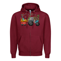 Burgundy 4th of july tractor Zipper Hoodie - CowGirlArtShop