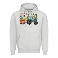 Dove Grey 4th of july tractor Zipper Hoodie - CowGirlArtShop