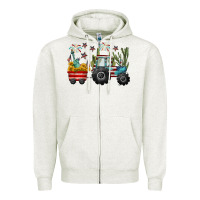 Oatmeal Heather 4th of july tractor Zipper Hoodie - CowGirlArtShop
