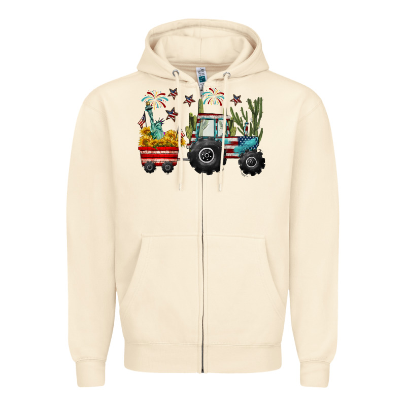 4th Of July Tractor Zipper Hoodie by CowGirlArtShop | Teevron