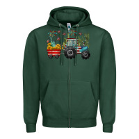 Sports Green 4th of july tractor Zipper Hoodie - CowGirlArtShop