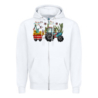 White 4th of july tractor Zipper Hoodie - CowGirlArtShop
