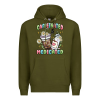 Army Green caffeinated and medicated Premium Hoodie - MaliasSmallBusiness