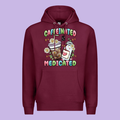 Caffeinated And Medicated Premium Hoodie Designed By Maliassmallbusiness