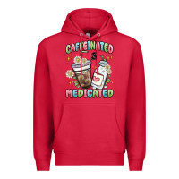 Cardinal caffeinated and medicated Premium Hoodie - MaliasSmallBusiness