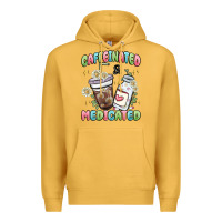 Mustard caffeinated and medicated Premium Hoodie - MaliasSmallBusiness