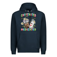Navy caffeinated and medicated Premium Hoodie - MaliasSmallBusiness
