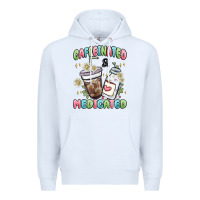 White caffeinated and medicated Premium Hoodie - MaliasSmallBusiness