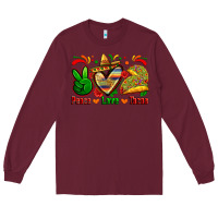 Burgundy peace love tacos Long Sleeve Tee - Zillion Design Studio